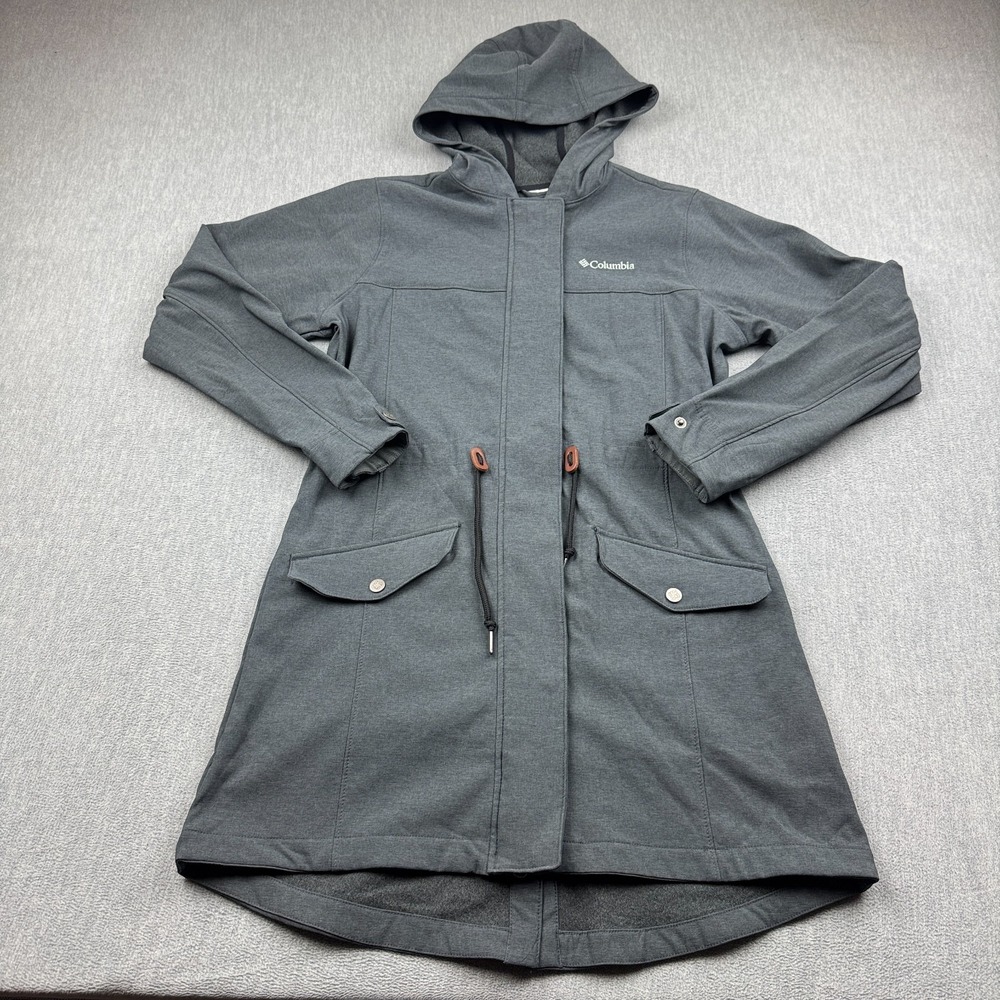 Columbia Jacket Women Small Gray Here And There Rain Trench Hooded Coat Outdoor